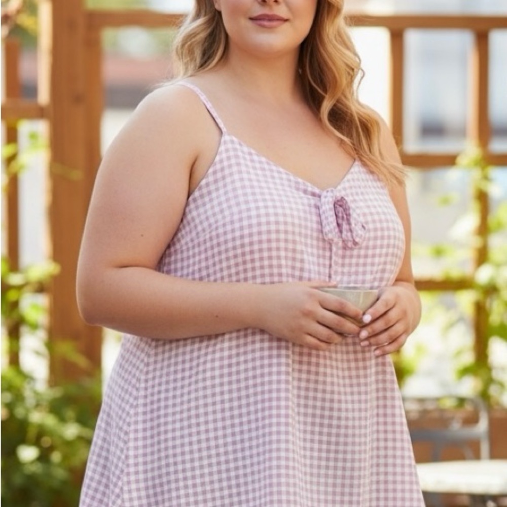 NWT Torrid Sophie Purple Gingham Cami Tank| Size 2X (18/20) Bow Front